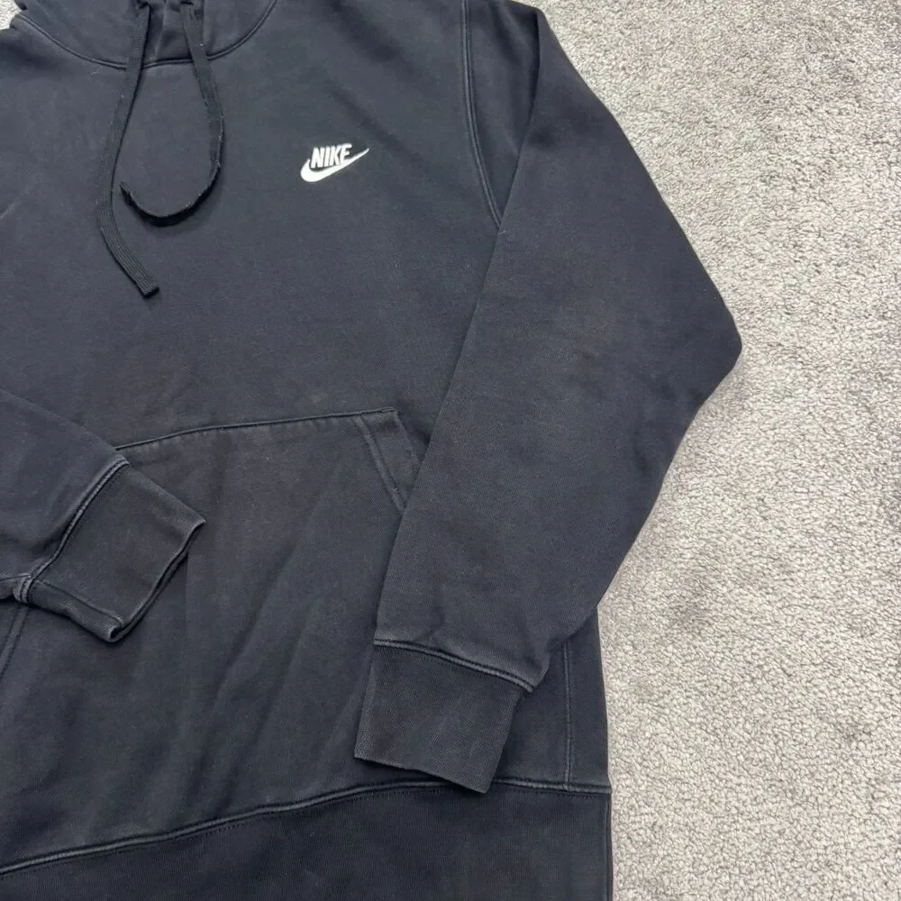 Nike Hoodie Pullover Sweatshirt Mens Small Black Fleece Drawstring Activewear